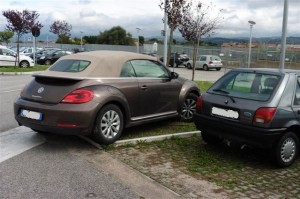 A volte anche un'aiuola diventa area di parcheggio