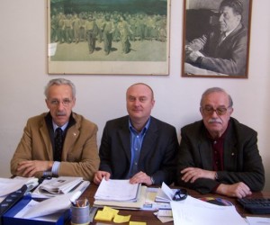 Nella foto, a sinistra, Giordano Mancinelli (Cgil)