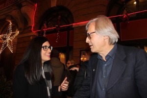 Benedetta Rosini, presidente del Rotaract Club Jesi, con Vittorio Sgarbi (foto CriCo)