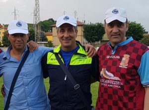 I tre allenatori, da sinistra: Fabio Del Beato, carabinieri, Calogero Vicari, GdF, Gianluca Mazzarini, Polizia di Stato