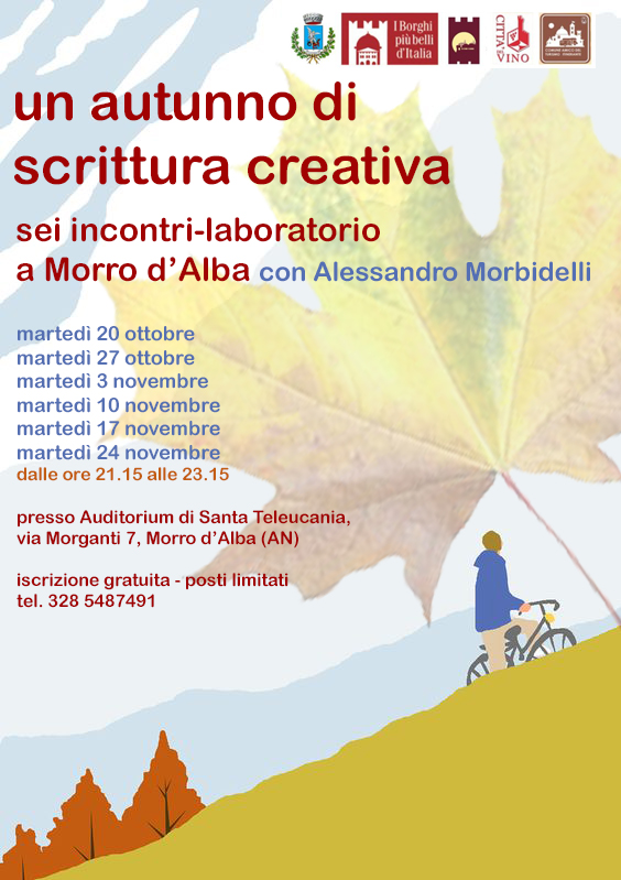 Locandina con i giorni degli incontri di scrittura creativa a Morro d'Alba
