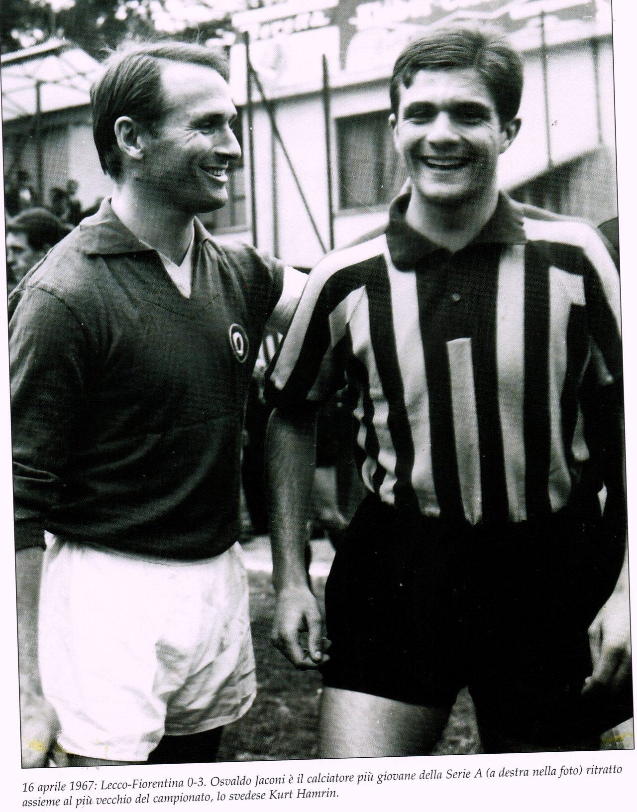 Osvaldo Jaconi con Kurt Hamrin foto in bianco e nero