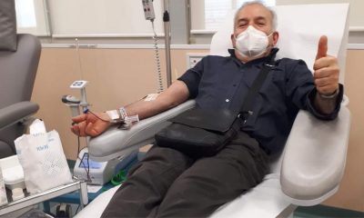 Il presidente Dottori alle prese con la donazione