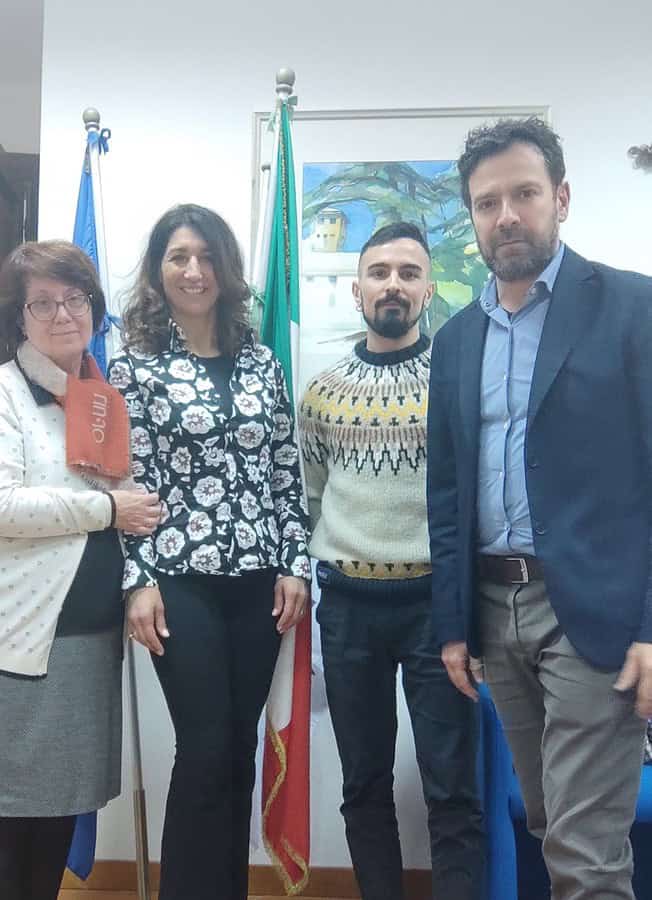 La dottoressa Maria Grazia Paolinelli, la dott.ssa Iorio, il dott. Perli e il  sindaco Daniele Carnevali 